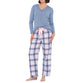 Magnolia - Blue Bamboo Tee with Checked Flannelette Pant PJ Set
