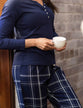 Magnolia Lounge - Navy Check Flannel and Cotton PJ Set