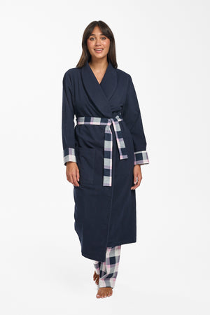 Love & Lustre - Navy & Pink Checked Robe