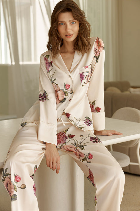 Gingerlilly - Ruby Floral Satin PJ set